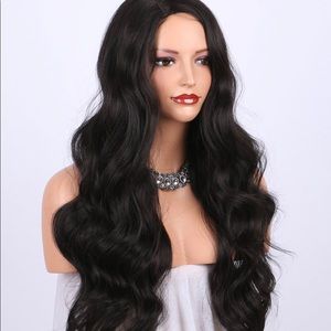 Dark Brown Synthetic Wig Wavy Heat Resistant 24”